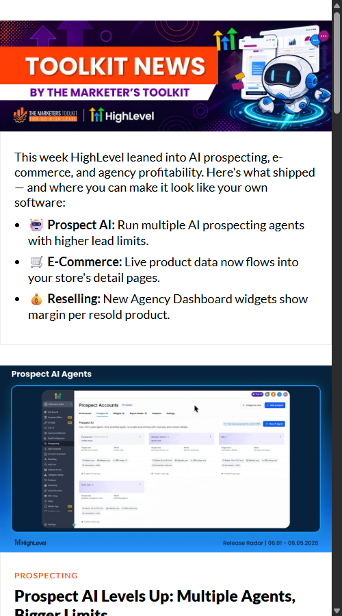 A recent Toolkit News edition